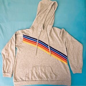 NoBo:Gray Hoody 5 stripes across chest & word Love on back. XL/XG-Juniors 15-17.